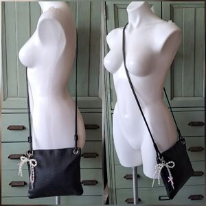 Butter Soft Black Leather Margot New York Small Lightweight Crossbody Bag Purse